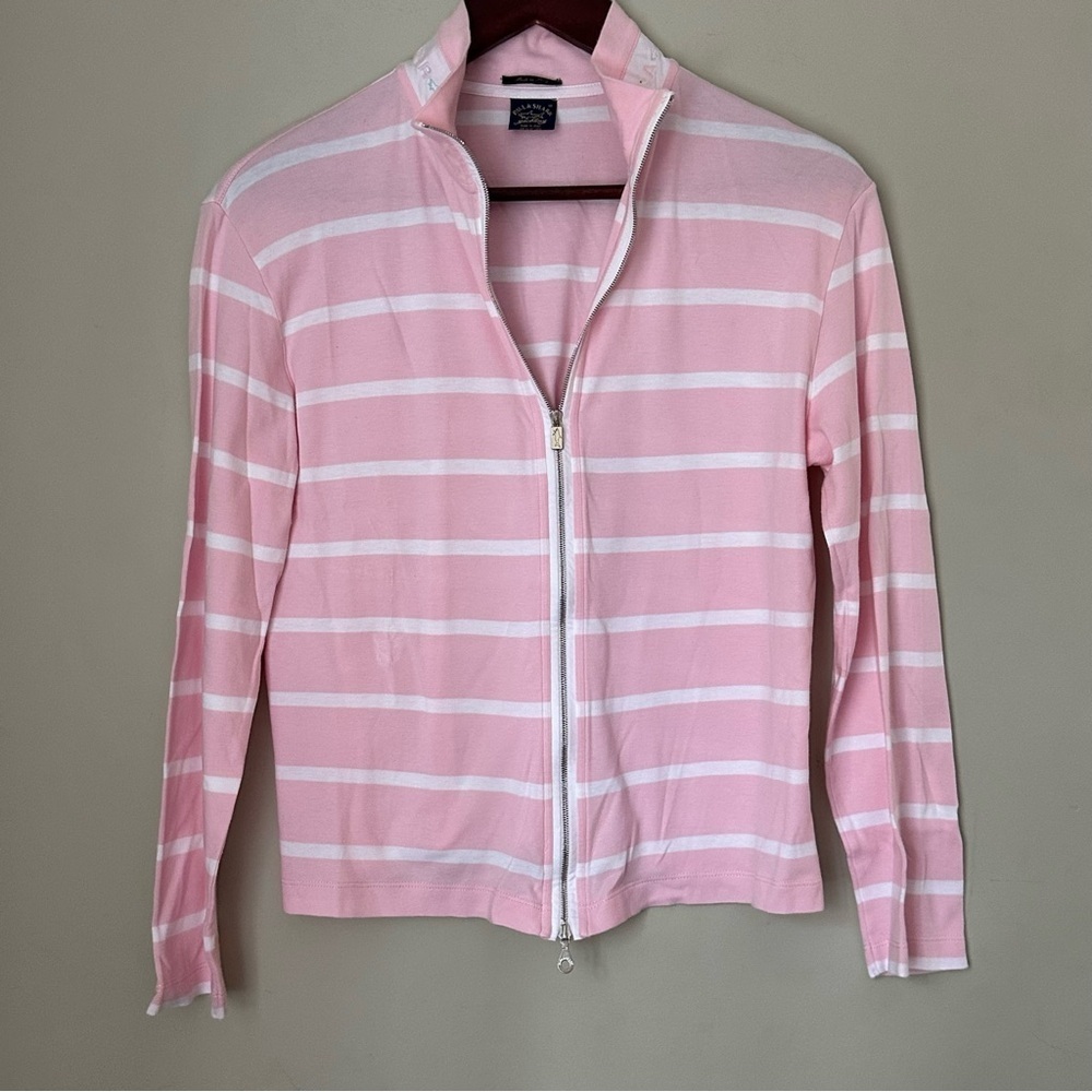 Paul and Shark | Pink Striped Nautical Cardigan | Medium